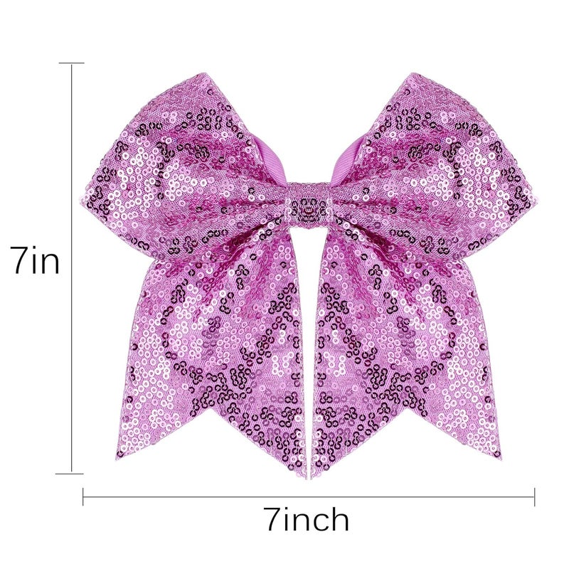 Zolyco Large Big 7 Inch Glitter Bow Clip Sequin Bling Party Hair Accessories for Women Teens Girls Kids 2 Pcs (Pink, Light Purple) - Image 5